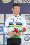 31 August 2014; Ireland's Eoghan Clifford with his gold medal after winning the Men's C3 Road Race. 2014 UCI Paracyling World Road Championships, Greenville, South Carolina, USA. Picture credit: Jean Baptiste Benavent / SPORTSFILE