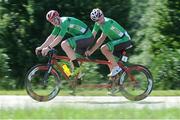 31 August 2014; Ireland's James Brown and pilot Bryan McCrystal during their Men's B Road Race. 2014 UCI Paracyling World Road Championships, Greenville, South Carolina, USA. Picture credit: Jean Baptiste Benavent / SPORTSFILE