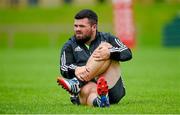 1 September 2014; Munster's Rory Burke stretches during squad training ahead of their Guinness PRO12 round 1 match against Edinburgh on Friday. Munster Rugby Squad Training, University of Limerick, Limerick. Picture credit: Diarmuid Greene / SPORTSFILE