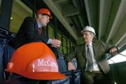 13 December 2006; Eamon McEneaney, left, Louth Football Manager, with John McCabe, Managing Director McCabe Builders, at the announcement of McCabe builders as the new sponsor for Louth GAA. Croke Park, Dublin. Picture credit: David Maher / SPORTSFILE