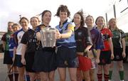13 December 2006; At the draws for the Ashbourne and Purcell Cups, the Third Level All-Ireland Camgoie Competitions are, from left, Katie McAuley, St Mary's, Susan Keane, WIT, Aine Lyng, UL, Stephanie Griffin, Sligo IT, Maria O'Sullivan, DCU, Louise Codd, UCD, Catriona Power, TCD, Anna Geary, UL, Therese Muldowney, UCC, and Bronagh Keenan, QUB. Croke Park, Dublin. Picture credit: Brian Lawless / SPORTSFILE