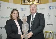 14 December 2006; Alexandra Armas, Executive Director of The Ladies European Tour (LET) with   Mr. John O’Donoghue TD., Minister for Arts, Sports and Tourism, at a press conference to announce that The 2011 Solheim Cup will take place at Killeen Castle, County Meath, Ireland. A new five-year agreement was also announced between LET and Failte Ireland, the National Tourism Development Authority, to stage a new and important tournament on The Ladies European Tour, The Irish Ladies Open. This will commence in 2008. The National Museum, Kildare Street, Dublin. Picture credit: Brian Lawless / SPORTSFILE