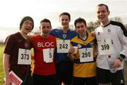 17 December 2006; Competitors, from left, Keith Fox, Tullamore, Co. Offaly, Conor Kennedy, Kildare, Enda McNamara, Clare, Kevin Daly, Clare and Paddy O'Connor, Lucan, Dublin at the end of the Aware 10K Christmas Fun Run. Papal Cross, Phoenix Park, Dublin. Picture credit: Tomas Greally / SPORTSFILE *** Local Caption ***