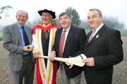 20 December 2006; Former Kilkenny Hurling Legend Eddie Keher, recipient of an Honorary Doctorate of Science by the University of Limerick, Limerick, pictured with, from left, former Limerick hurler Eamon Cregan, former Tipperary hurler and current manager Michael 'Babs' Keating, and Nickey Brennan, President of the GAA. Picture credit: Kieran Clancy / SPORTSFILE