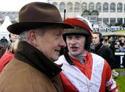 26 December 2006; Jockey Roger Loughran in conversation with trainer Dessie Hughes after Schindlers Hunt had won the Durkan New Homes Novice Steeplechase. Leopardstown Racecourse, Leopardstown, Dublin. Picture credit: Pat Murphy / SPORTSFILE