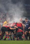 27 December 2006; Steam rises above the Munster and Leinster packs as they scrum down. Magners League, Munster v Leinster, Thomond Park, Limerick. Picture credit: Kieran Clancy / SPORTSFILE