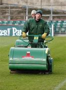 30 December 2006; Head Groundsman, Majella Smith and Pat Murphy prepare the pitch in advance of the final rugby match between Ulster and Leinster, Lansdowne Road, Dublin. Picture credit: Damien Eagers / SPORTSFILE *** Local Caption ***