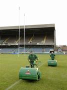 30 December 2006; Head Groundsman, Majella Smith and Pat Murphy prepare the pitch in advance of the final rugby match between Ulster and Leinster, Lansdowne Road, Dublin. Picture credit: Damien Eagers / SPORTSFILE *** Local Caption ***