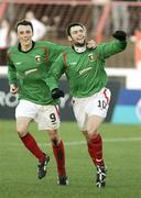 30 December 2006; Glentoran's Gary Hamilton, right, celebrates his goal against his former club with team-mate Michael Halliday. Carnegie Premier League, Glentoran v Portadown, The Oval, Belfast, Co. Antrim. Picture credit: Russell Pritchard / SPORTSFILE