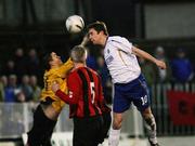 30 December 2006; Linfield's Timmy Adamson heads the winning goal past Aaron Hogg. Carnegie Premier League, Crusaders v Linfield, Seaview, Belfast, Co. Antrim. Picture credit: Oliver McVeigh / SPORTSFILE