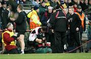 31 December 2006; Ulster's David Humphreys sits dejected after having to go off injured after a few minutes. Magners League, Leinster v Ulster, Lansdowne Road, Dublin. Picture credit: Oliver McVeigh / SPORTSFILE