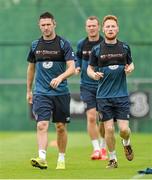 2 September 2014; Republic of Ireland's Robbie Keane and Stephen Quinn during squad training ahead of their side's International friendly match against Oman on Wednesday. Republic of Ireland Squad Training, Gannon Park, Malahide, Co. Dublin. Picture credit: David Maher / SPORTSFILE