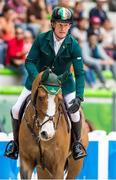 2 September 2014; Cameron Hanley on Antello Z after competing during speed competition- first round of the Showjumping. 2014 Alltech FEI World Equestrian Games, Caen, France. Picture credit: Ray McManus / SPORTSFILE