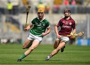 17 August 2014; Séamus Flanagan, Limerick, in action against Stephen Whelan, Galway. Electric Ireland GAA Hurling All Ireland Minor Championship Semi-Final, Galway v Limerick. Croke Park, Dublin. Picture credit: Barry Cregg / SPORTSFILE