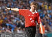 31 August 2014; Referee Oisin O'Loughlin, from St. Columban's Primary School, Belcoo, Fermanagh, during the INTO/RESPECT Exhibition GoGames. Croke Park, Dublin. Picture credit: Ramsey Cardy / SPORTSFILE