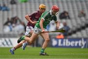 17 August 2014; Barry Nash, Limerick, in action against Jamie Holland, Galway. Electric Ireland GAA Hurling All Ireland Minor Championship Semi-Final, Galway v Limerick. Croke Park, Dublin. Picture credit: Barry Cregg / SPORTSFILE