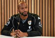 2 September 2014; Oman captain Ali Al-Habsi during a press conference ahead of their side's International friendly match against the Republic of Ireland on Wednesday. Oman Squad Training and Press Conference, Aviva Stadium, Lansdowne Road, Dublin. Picture credit: Piaras Ó Mídheach / SPORTSFILE