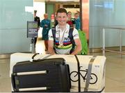 3 September 2014; The Irish Paracycling Team returned from the 2014 UCI Paracycling Road World Championships in Greenville, USA. The Irish team of five bikes won a total of four medals; Eoghan Clifford won double gold in the time trial and road race C3 class, Katie George Dunlevy and Eve McCrystal won silver in the visually impaired tandem road race and handcyclist Mark Rohan won bronze in the H2 time trial. Pictured on his arrival is Eoghan Clifford, from Galway Bay CC, Co. Galway, who won double gold in the time trial and road race C3 class. Dublin Airport, Dublin. Picture credit: Stephen McCarthy / SPORTSFILE