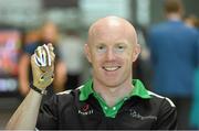 3 September 2014; The Irish Paracycling Team returned from the 2014 UCI Paracycling Road World Championships in Greenville, USA. The Irish team of five bikes won a total of four medals; Eoghan Clifford won double gold in the time trial and road race C3 class, Katie George Dunlevy and Eve McCrystal won silver in the visually impaired tandem road race and handcyclist Mark Rohan won bronze in the H2 time trial. Pictured on his arrival is handcyclist Mark Rohan, from Ballinahown, Co. Westmeath, who won bronze in the H2 time trial. Dublin Airport, Dublin. Picture credit: Stephen McCarthy / SPORTSFILE