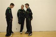 20 December 2006; Members or the Irish Junior Handball team, from left, Diarmuid Nash, Tuamgraney, Clare, 17&Under, Robbie McCarthy, Mullingar, Westmeath, 19&Under, and Gary McConnell, Kells, Meath, 15&Under, who depart for Kansas City, USA, on Friday 22nd December, where they will compete in the USHA Junior National Handball Championships, which takes place December 27th-30th. Handball Centre, Croke Park, Dublin. Picture credit: Brian Lawless / SPORTSFILE