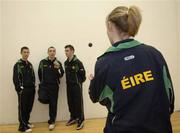 20 December 2006; Members or the Irish Junior Handball team, from left, Diarmuid Nash, Tuamgraney, Clare, 17&Under, Robbie McCarthy, Mullingar, Westmeath, 19&Under, Gary McConnell, Kells, Meath, 15&Under, and Shauna Hilley, Coolboy, Wicklow, 15&Under, who depart for Kansas City, USA, on Friday 22nd December, where they will compete in the USHA Junior National Handball Championships, which takes place December 27th-30th. Handball Centre, Croke Park, Dublin. Picture credit: Brian Lawless / SPORTSFILE