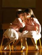 18 December 2006; Isabelle Maher, left, Kildare, and Robyn Harris, Dublin, both aged 5, from the National Preforming Arts School, Dublin, at rehearsals for their Christmas show. St.Mathews National School, Sandymount, Dublin. Picture credit: David Maher / SPORTSFILE  (Parental Permission Granted)