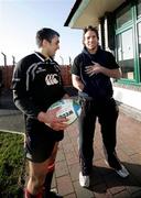 10 January 2007; Ulster's Kieran Campbell, left, chats to his injured scrum half team-mate, Isaac Boss, after rugby squad training. Newforge Country Club, Belfast, Co. Antrim. Picture credit: Oliver McVeigh / SPORTSFILE