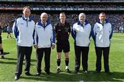 31 August 2014; Referee Joe McQuillan with umpires, from left, Ciaran Brady, Tommy O'Reilly, TP Gray and Jimmy Galligan. GAA Football All Ireland Senior Championship, Semi-Final, Dublin v Donegal, Croke Park, Dublin. Picture credit: Brendan Moran / SPORTSFILE