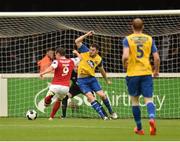 5 September 2014; Christy Fagan, St Patrick's Athletic, shoots to score his side's first goal. SSE Airtricity League Premier Division, St Patrick's Athletic v Dundalk, Richmond Park, Dublin. Photo by Sportsfile