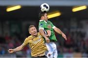 5 September 2014; Mark O'Sullivan, Cork City, in action against Conor Kenna, Shamrock Rovers. SSE Airtricity League Premier Division, Cork City v Shamrock Rovers, Turners Cross, Cork. Picture credit: Matt Browne / SPORTSFILE