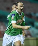 5 September 2014; Dan Murray, Cork City, celebrates with team-mate Danny Morrissey after scoring the winning goal against Shamrock Rovers. SSE Airtricity League Premier Division, Cork City v Shamrock Rovers, Turners Cross, Cork. Picture credit: Matt Browne / SPORTSFILE