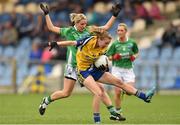 6 September 2014; Laura Fleming, Roscommon, in action against Marcella Monahan, Fermanagh. TG4 All-Ireland Ladies Football Intermediate Championship Semi-Final, Fermanagh v Roscommon. Pearse Park, Longford. Photo by Sportsfile