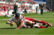 6 September 2014; Dan Tuohy, Ulster, scores his side's second try. Guinness PRO12, Round 1, Scarlets v Ulster. Parc Y Scarleys, Llanelli, Wales. Picture credit: Steve Pope / SPORTSFILE