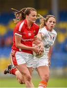 6 September 2014; Annie Walsh, Cork, in action against Sharon Reel, Armagh. TG4 All-Ireland Ladies Football Senior Championship Semi-Final, Armagh v Cork. Pearse Park, Longford. Photo by Sportsfile