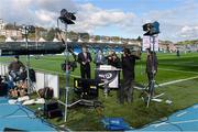 6 September 2014; Sky Sports presenters and analysts prepare ahead of the game. Guinness PRO12, Round 1, Glasgow Warriors v Leinster. Scotstoun Stadium, Glasgow, Scotland. Picture credit: Stephen McCarthy / SPORTSFILE