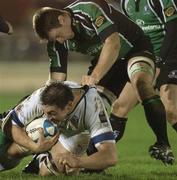12 January 2007; Gareth Delve, Bath, is tackled by Colm Rigney, Connacht. European Challenge Cup, Round 5, Connacht v Bath, Sportsground, Galway. Picture credit: Ray Ryan / SPORTSFILE *** Local Caption ***