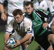 12 January 2007; Lee Mears, Bath, is tackled by Conor O'Loughlin, Connacht. European Challenge Cup, Round 5, Connacht v Bath, Sportsground, Galway. Picture credit: Ray Ryan / SPORTSFILE *** Local Caption ***