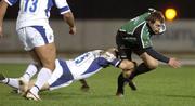 12 January 2007; Conor O'Loughlin, Connacht, is tackled by Michael Stephenson, Bath. European Challenge Cup, Round 5, Connacht v Bath, Sportsground, Galway. Picture credit: Ray Ryan / SPORTSFILE *** Local Caption ***