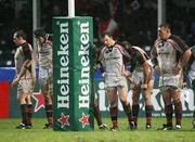 13 January 2007; Dejected Ulster players, Simon Best, Tim Barker, Paul McKenzie, and Justin Fitzpatrick near the end of the game. Heineken Cup, Pool 5, Round 5, Ulster v Llanelli Scarlets, Ravenhill Park, Belfast, Co. Antrim. Picture credit: Oliver McVeigh / SPORTSFILE
