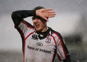 13 January 2007; Paul McKenzie, Ulster, has trouble seeing during a hail storm near the end of the game. Heineken Cup, Pool 5, Round 5, Ulster v Llanelli Scarlets, Ravenhill Park, Belfast, Co. Antrim. Picture credit: Oliver McVeigh / SPORTSFILE