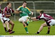14 January 2007; Johnny Goldrick, Leitrim, in actionagainst Cormack Bane and Barry Dooney, Galway, FBD Connacht League, Round 2, Galway v Leitrim, Tuam Stadium, Tuam, Galway. Picture credit: Ray Ryan / SPORTSFILE *** Local Caption ***