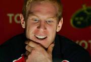 16 January 2007; Munster captain Paul O'Connell speaking at a press conference ahead of their Heineken Cup game against Leicester Tigers. Thomond Park, Limerick. Picture Credit: Kieran Clancy / SPORTSFILE