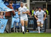 6 September 2014; Isaac Boss, Leinster, leads his side out ahead of the game. Guinness PRO12, Round 1, Glasgow Warriors v Leinster. Scotstoun Stadium, Glasgow, Scotland. Picture credit: Stephen McCarthy / SPORTSFILE