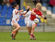 6 September 2014; Valarie Mulcahy, Cork, in action against Mairead Tennyson, Armagh. TG4 All-Ireland Ladies Football Senior Championship Semi-Final, Armagh v Cork. Pearse Park, Longford. Photo by Sportsfile