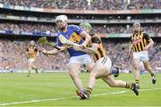 7 September 2014; Patrick Maher, Tipperary, is fouled by Paul Murphy, Kilkenny, resulting in a penalty for his side. GAA Hurling All Ireland Senior Championship Final, Kilkenny v Tipperary. Croke Park, Dublin. Picture credit: Pat Murphy / SPORTSFILE