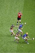 7 September 2014; Referee Barry Kelly throws the ball in between Kilkenny midfielders, Richie Hogan, left, and Conor Fogarty, and Tipperary midfielders, James Woodlock, left, and Shane McGrath. GAA Hurling All Ireland Senior Championship Final, Kilkenny v Tipperary. Croke Park, Dublin. Picture credit: Dáire Brennan / SPORTSFILE
