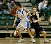14 January 2007; Grainne Dwyer, Bausch and Lomb Wildcats, in action against Dearbhla Breen, UL Aughinish. Women's Superleague National Cup Semi-Final, UL Aughinish v Bausch and Lomb Wildcats, National Basketball Arena, Tallaght, Dublin. Picture credit: Brendan Moran / SPORTSFILE
