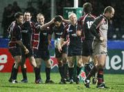 13 January 2007; Gavin Thomas, Llanelli Scarlets, is congratulated by his team-mates after scoring his sides fifth try. Heineken Cup, Pool 5, Round 5, Ulster v Llanelli Scarlets, Ravenhill Park, Belfast, Co. Antrim. Picture credit: Oliver McVeigh / SPORTSFILE