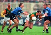 28 July 1996; Barry Callaghan of Meath is tackled by Keith Barr, left, and Eamonn Heery of Dublin during the Leinster Senior Football Championship Final between Dublin and Meath in Croke Park, Dublin. Photo by Ray McManus/Sportsfile