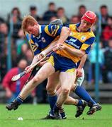 10 May 1997; Brian Lohan of Clare in action against Declan Ryan of Tipperary during the National Hurling League Division 1 match between Clare and Tipperary at Cusack Park in Ennis. Photo by Ray McManus/Sportsfile